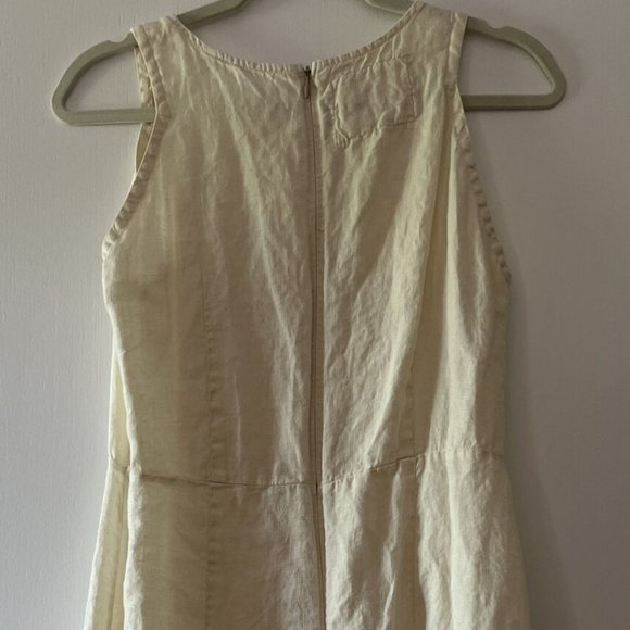 Claudio Milano Women's Linen Boho Dress Natural Medium Zipper - Picture 6 of 9